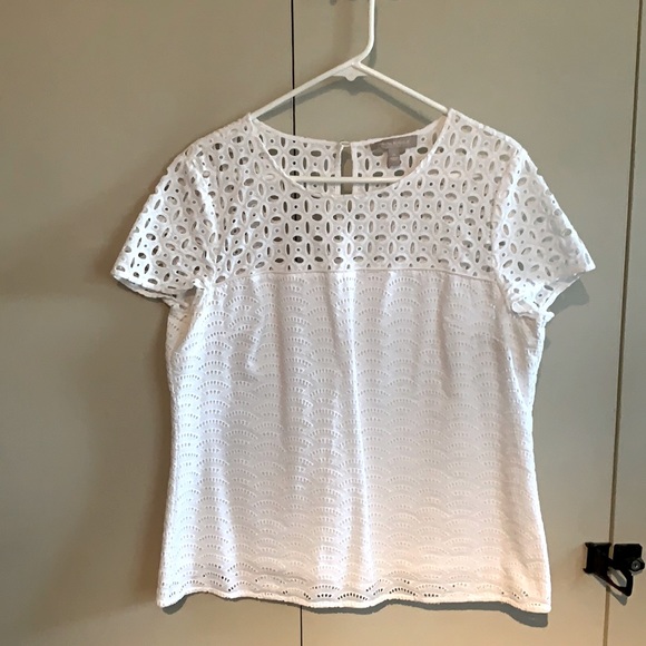 Banana Republic white eyelet top size 12 - Picture 1 of 7